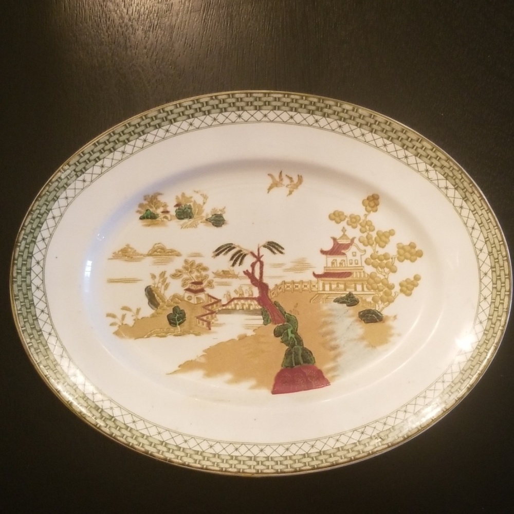 Vintage Gaudy Willow Woods Burslem Hankow Platter